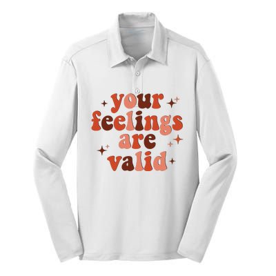 Your Feelings Are Valid Mental Health Matters Awareness Silk Touch Performance Long Sleeve Polo