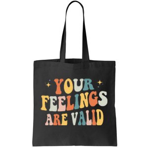 Your Feelings Are Valid Cute Retro Mental Health Awareness Tote Bag