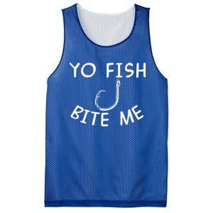 Yo Fish Bite Me Cool Gift Mesh Reversible Basketball Jersey Tank