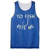 Yo Fish Bite Me Cool Gift Mesh Reversible Basketball Jersey Tank