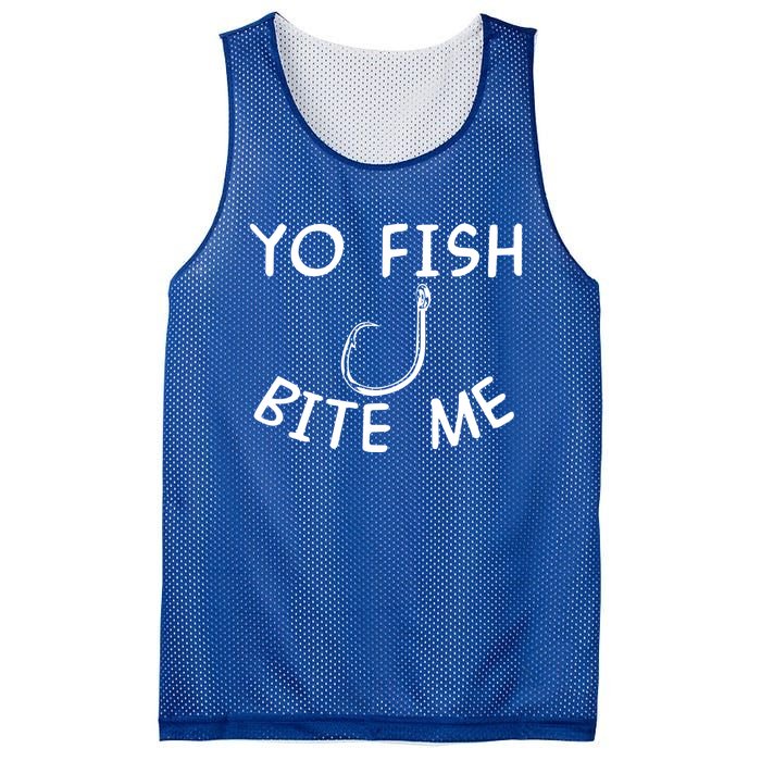 Yo Fish Bite Me Cool Gift Mesh Reversible Basketball Jersey Tank