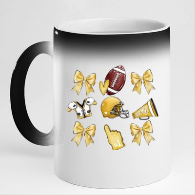 Yellow Football Coquette Yellow Football Game Day Football 11oz Black Color Changing Mug