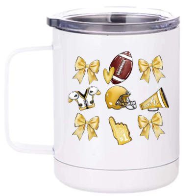 Yellow Football Coquette Yellow Football Game Day Football 12 oz Stainless Steel Tumbler Cup