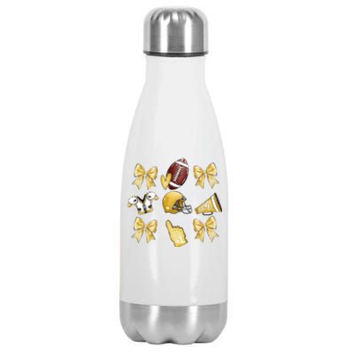 Yellow Football Coquette Yellow Football Game Day Football Stainless Steel Insulated Water Bottle