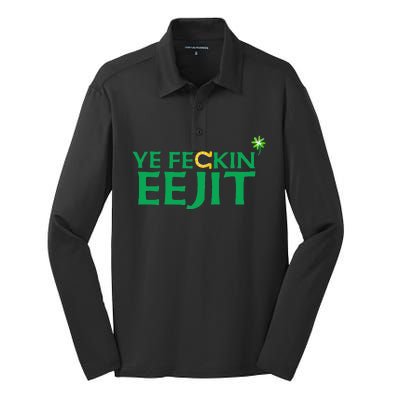 Ye Feckin Eejit St. Patrick's Day Saint Paddy Irish Ireland Silk Touch Performance Long Sleeve Polo