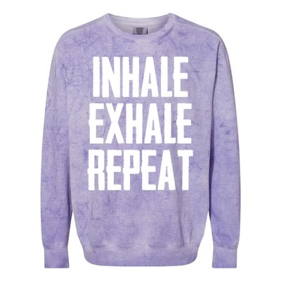 Yoga Funny Gift Inhale Exhale Repeat Inhale Love And Gratitude Gift Colorblast Crewneck Sweatshirt