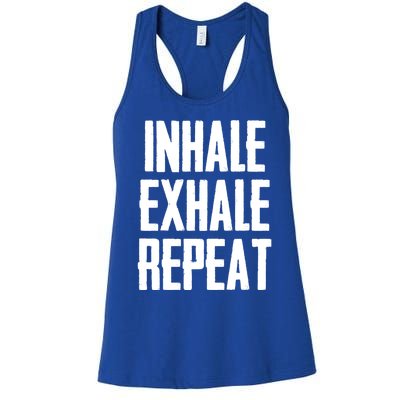 Yoga Funny Gift Inhale Exhale Repeat Inhale Love And Gratitude Gift Women's Racerback Tank