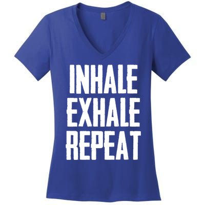 Yoga Funny Gift Inhale Exhale Repeat Inhale Love And Gratitude Gift Women's V-Neck T-Shirt