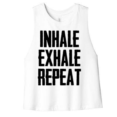 Yoga Funny Gift Inhale Exhale Repeat Inhale Love And Gratitude Gift Women's Racerback Cropped Tank