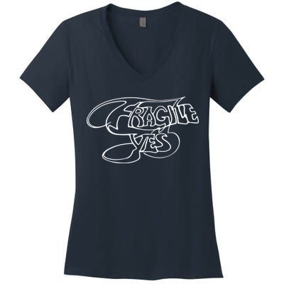 Yes Fragile Graffiti Women's V-Neck T-Shirt
