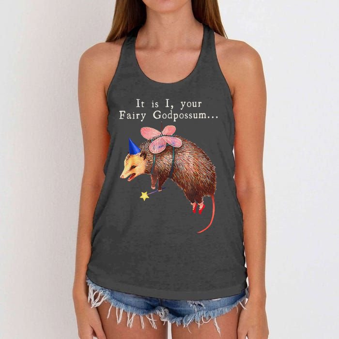 Your Fairy God Possum Funny Opossum Women's Knotted Racerback Tank