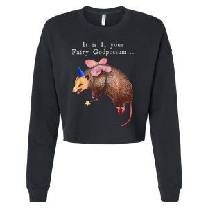 Your Fairy God Possum Funny Opossum Cropped Pullover Crew