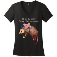 Your Fairy God Possum Funny Opossum Women's V-Neck T-Shirt