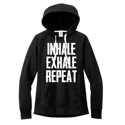 Yoga Funny Gift Inhale Exhale Repeat Inhale Love And Gratitude Cute Gift Women's Fleece Hoodie