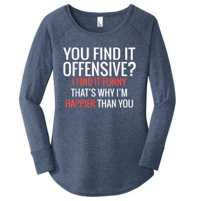 You Find It Offensive I Find It Funny That’S Why I’M Happier Women's Perfect Tri Tunic Long Sleeve Shirt