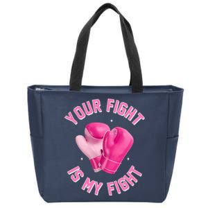 Your Fight Is My Fight Boxing Breast Cancer Awareness Zip Tote Bag