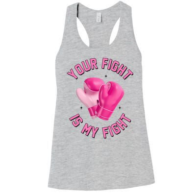 Your Fight Is My Fight Boxing Breast Cancer Awareness Women's Racerback Tank