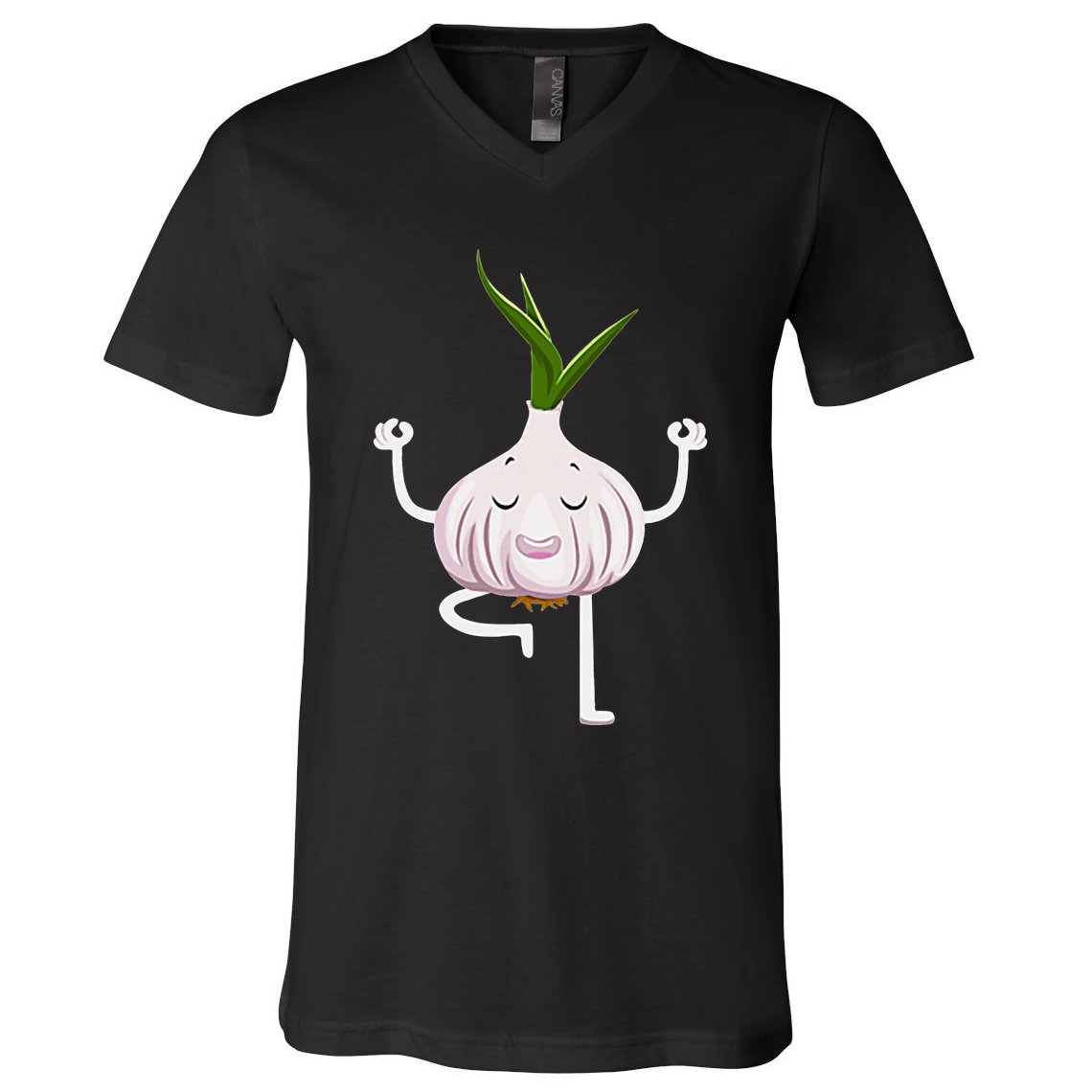 Yoga Fitness Instructor Garlic Lover Vegetable Farmer V-Neck T-Shirt