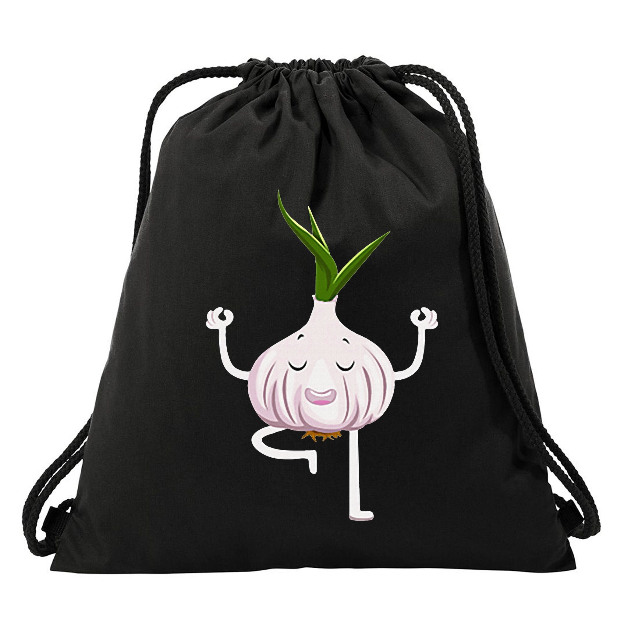 Yoga Fitness Instructor Garlic Lover Vegetable Farmer Drawstring Bag