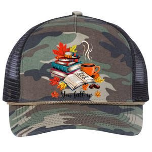 You Fall In Books Fall Open Coffee Book Reading Season Warm Retro Rope Trucker Hat Cap