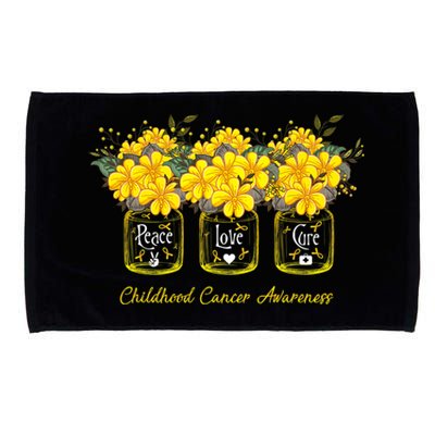 Yellow Flower Jar Peace Love Cure Childhood Cancer Microfiber Hand Towel