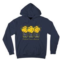 Yellow Flower Jar Peace Love Cure Childhood Cancer Hoodie