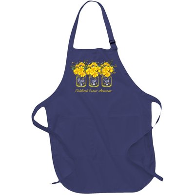 Yellow Flower Jar Peace Love Cure Childhood Cancer Full-Length Apron With Pockets