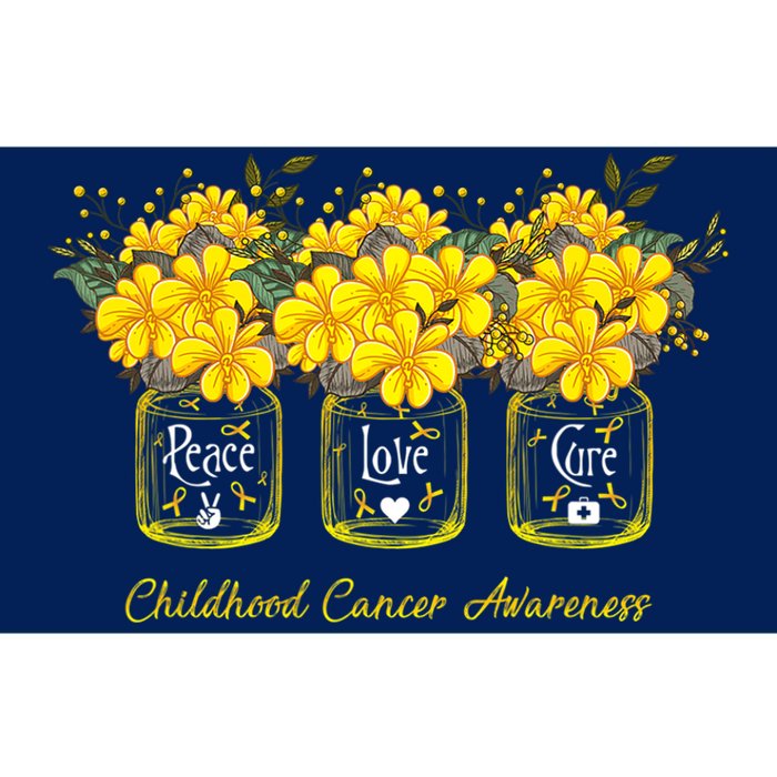 Yellow Flower Jar Peace Love Cure Childhood Cancer Bumper Sticker