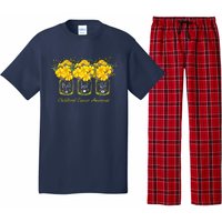 Yellow Flower Jar Peace Love Cure Childhood Cancer Pajama Set