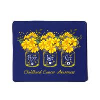 Yellow Flower Jar Peace Love Cure Childhood Cancer Mousepad