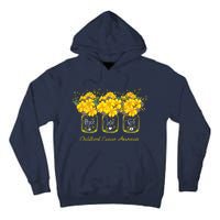 Yellow Flower Jar Peace Love Cure Childhood Cancer Tall Hoodie