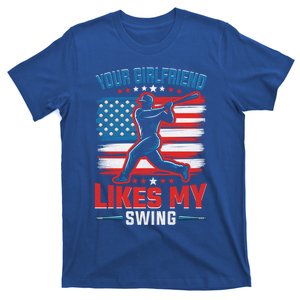 Your Friend Likes My Swing Funny Baseball American Flag Gift T-Shirt