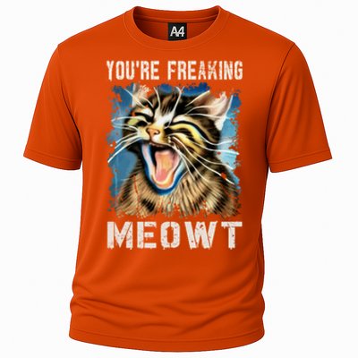 You're Freaking Meowt! Funny Cat Lover Vintage Cat Meow Meme Cooling Performance Crew T-Shirt