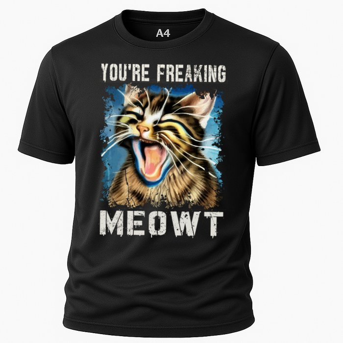 You're Freaking Meowt! Funny Cat Lover Vintage Cat Meow Meme Cooling Performance Crew T-Shirt