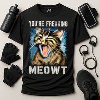 You're Freaking Meowt! Funny Cat Lover Vintage Cat Meow Meme Cooling Performance Crew T-Shirt