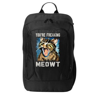 You're Freaking Meowt! Funny Cat Lover Vintage Cat Meow Meme City Backpack