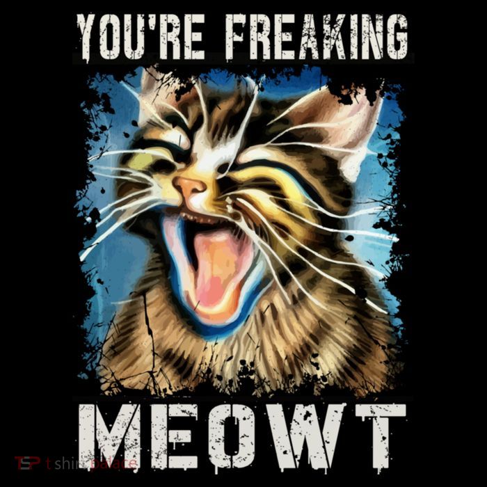 You're Freaking Meowt! Funny Cat Lover Vintage Cat Meow Meme Bucket Hat