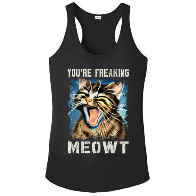 You're Freaking Meowt! Funny Cat Lover Vintage Cat Meow Meme Ladies PosiCharge Competitor Racerback Tank