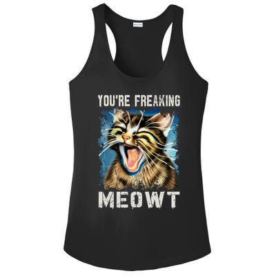 You're Freaking Meowt! Funny Cat Lover Vintage Cat Meow Meme Ladies PosiCharge Competitor Racerback Tank