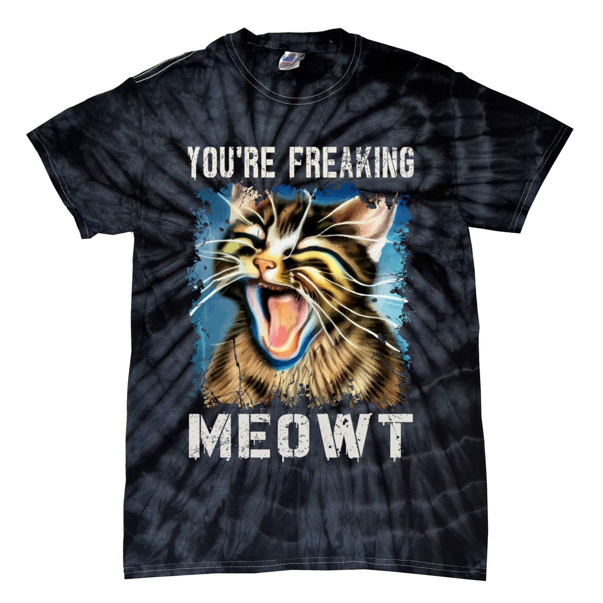 You're Freaking Meowt! Funny Cat Lover Vintage Cat Meow Meme Tie-Dye T-Shirt
