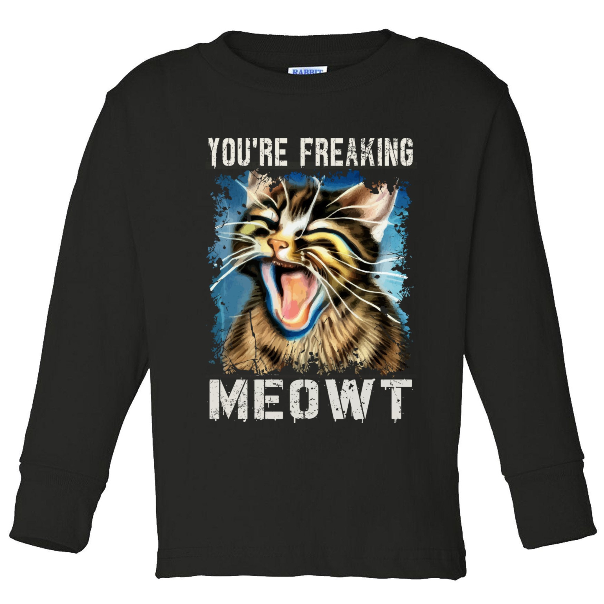 You're Freaking Meowt! Funny Cat Lover Vintage Cat Meow Meme Toddler Long Sleeve Shirt
