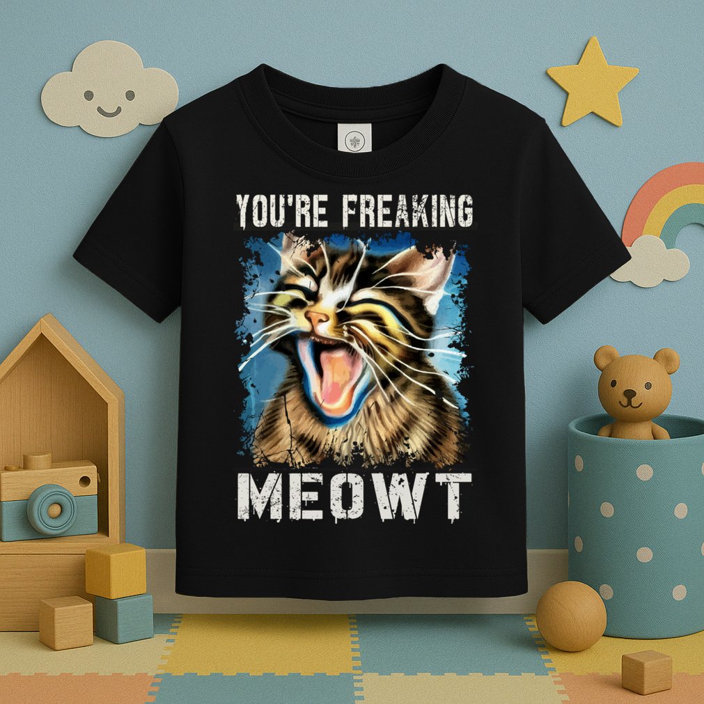 You're Freaking Meowt! Funny Cat Lover Vintage Cat Meow Meme Toddler T-Shirt