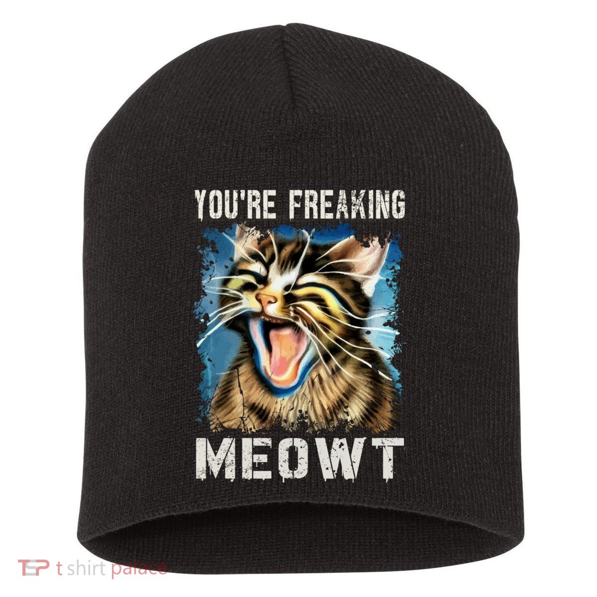You're Freaking Meowt! Funny Cat Lover Vintage Cat Meow Meme Short Acrylic Beanie