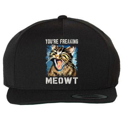 You're Freaking Meowt! Funny Cat Lover Vintage Cat Meow Meme Wool Snapback Cap