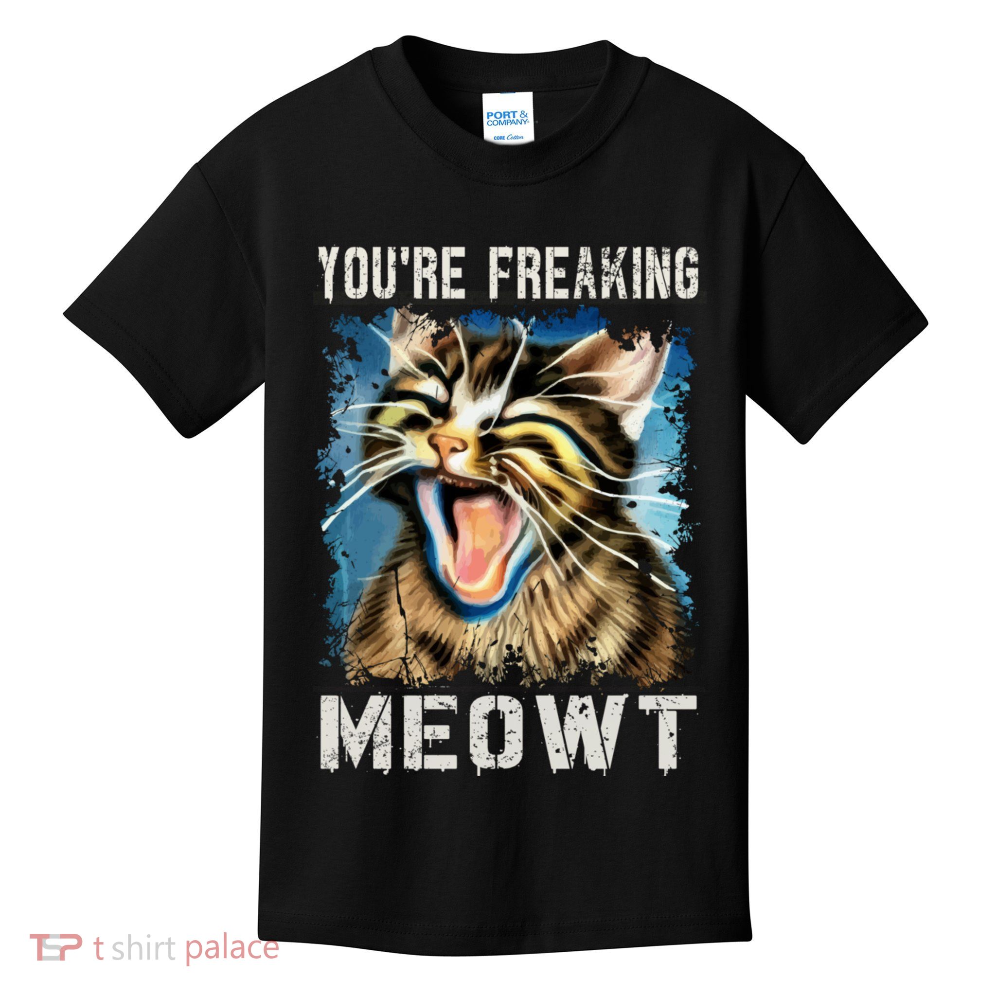 You're Freaking Meowt! Funny Cat Lover Vintage Cat Meow Meme Kids T-Shirt