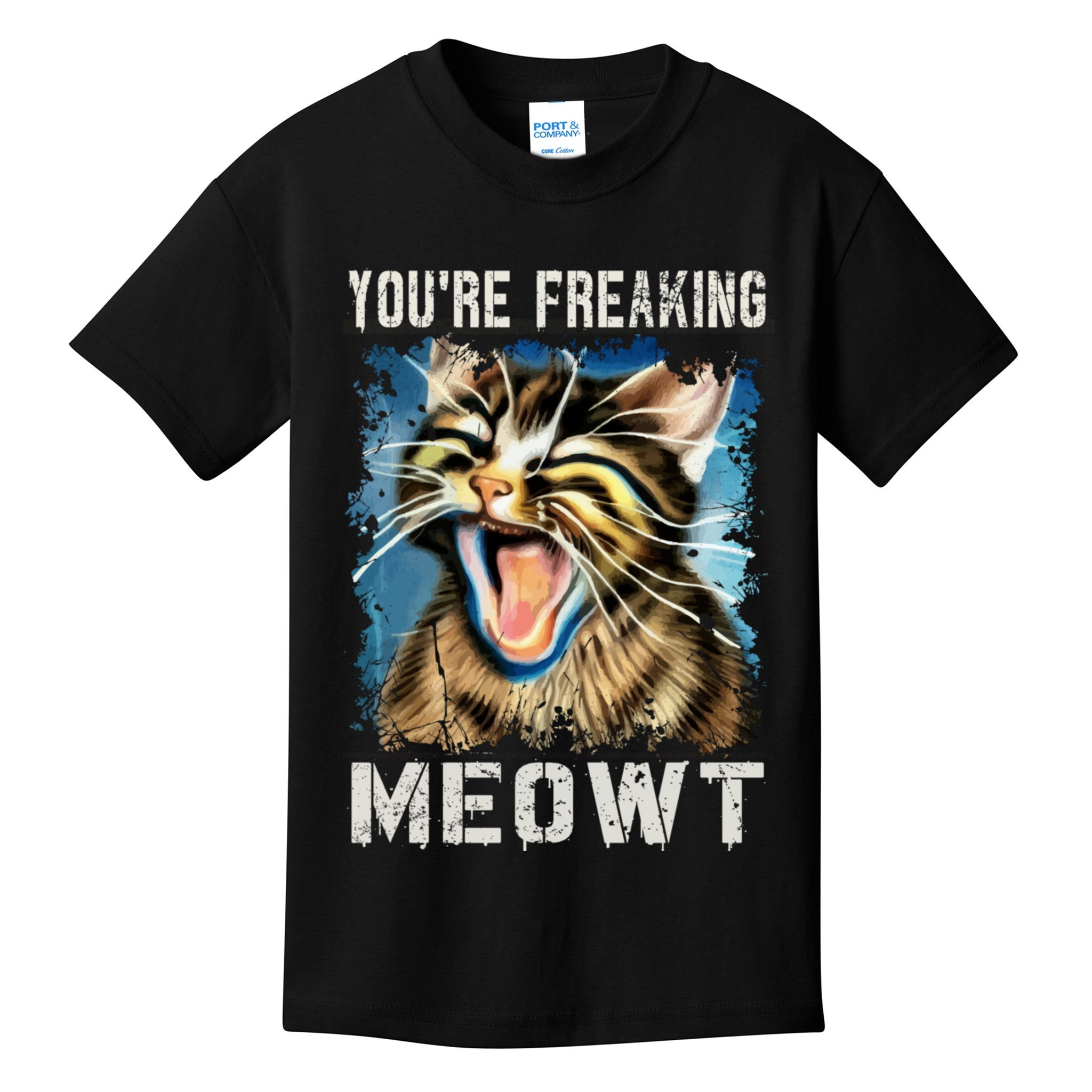 You're Freaking Meowt! Funny Cat Lover Vintage Cat Meow Meme Kids T-Shirt