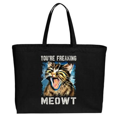 You're Freaking Meowt! Funny Cat Lover Vintage Cat Meow Meme Cotton Canvas Jumbo Tote