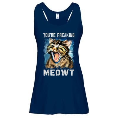 You're Freaking Meowt! Funny Cat Lover Vintage Cat Meow Meme Ladies Essential Flowy Tank