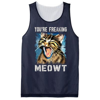 You're Freaking Meowt! Funny Cat Lover Vintage Cat Meow Meme Mesh Reversible Basketball Jersey Tank