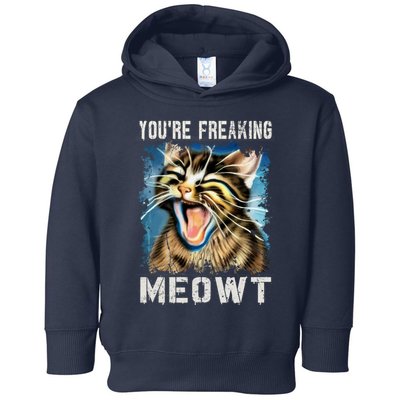 You're Freaking Meowt! Funny Cat Lover Vintage Cat Meow Meme Toddler Hoodie